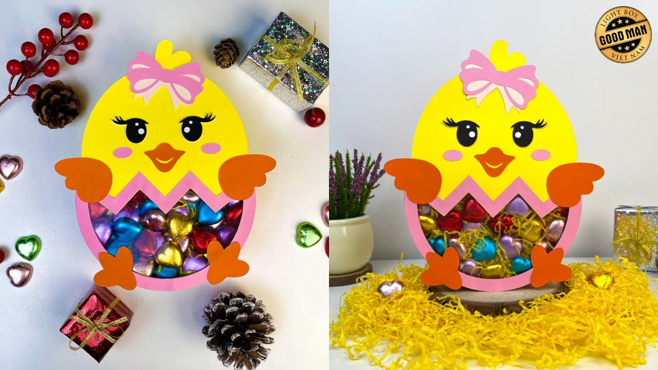 How To Make Paper Cut Easter Chick Candy Box 2 YouTube