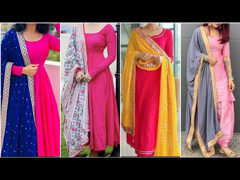 beautiful Punjabi suit baby pink colour||colour combination||contrast  dupatta|| - YouTube