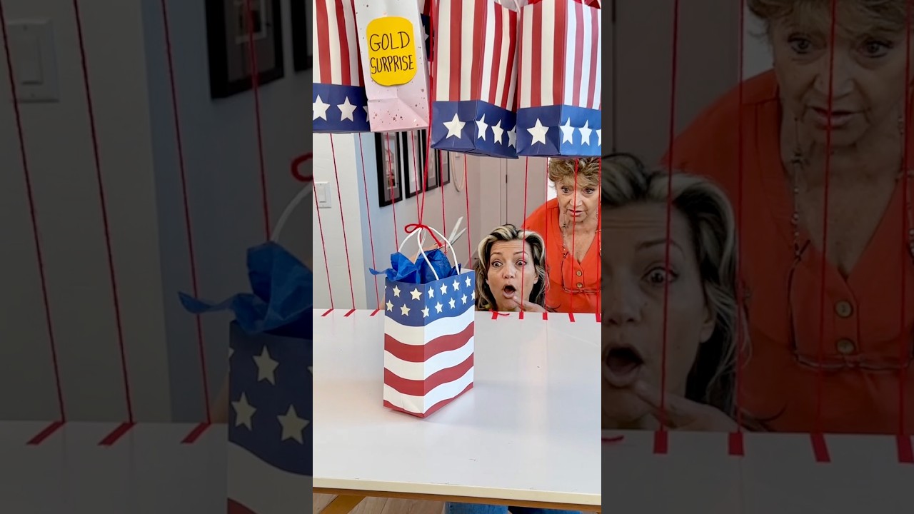 4th of July Gift Bag bottle flip challenge 🛍