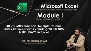 40 - sumifs function  multiple criteria  dates between with excluding weekends & holidays in excel