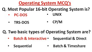 Operating System MCQ's | Top 50 Operation System MCQ's Questions and Answers