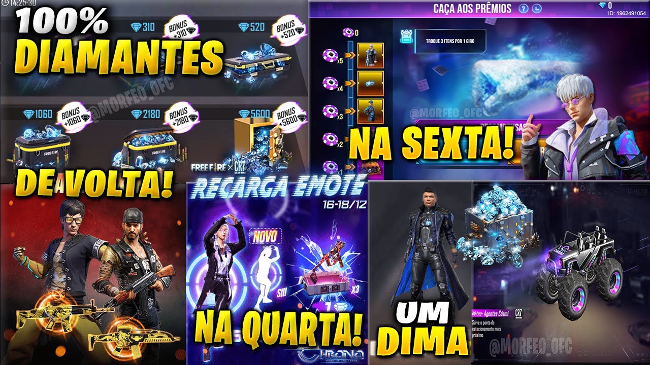 Free Fire: evento de recarga de Diamantes dá 100% de bônus, free fire