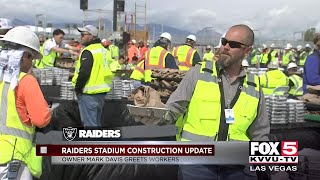 Raiders owner mark davis visited the 2020 stadium site thursday to
feed hundreds of hungry construction workers.