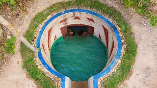 Build  Water Slide Swimming Pool To Waterfall Swimming pool In Secret Underground King Simple