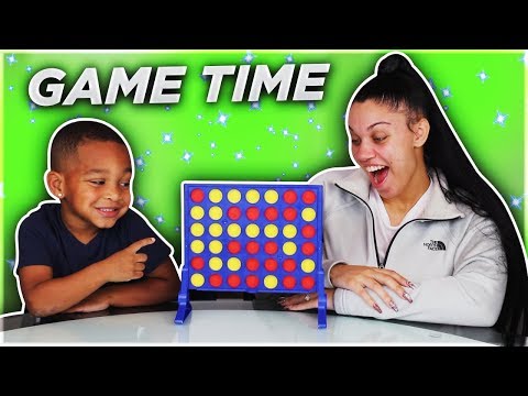 dj-and-mommy-play-connect-4-board-games-for-family-game-night!