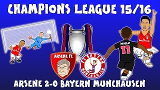 Arsenal 2-0 Bayern Munich (Champions League 2015\/16 parody highlights and goals Ozil Giroud Costa)