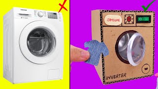 How to Make Washing Machine from Cardboard | DIY Washing
