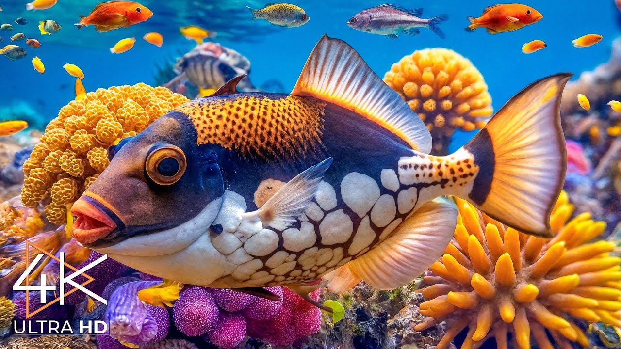 Морские животные 4K – Потрясающий океанский мир с красочными коралловыми рифами и спокойной, расслаб