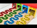 Marble Run ASMR Race ☆ HABA Slope & Dump Truck Excavator Ambulance Forklift Garbage Truck Tractors