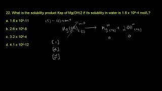 ACS Exam General Chemistry Equilibrium #22 - What is the solubility product Ksp of Mg(OH)2