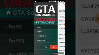 Cheat GTA San Andreas main game di Android 2018 screenshot 2
