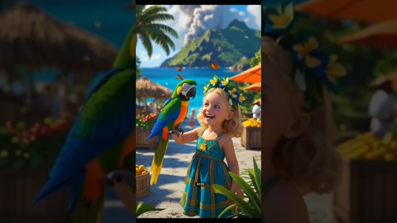 Feeding a colorful St. Vincent parrot  in Kingstown capital of Saint Vincent &  the Grenadines.