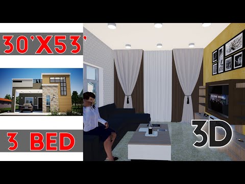 Interior House Design 30x53 feet Plan#10 with 3 Bedrooms || KK Home Design || 2020