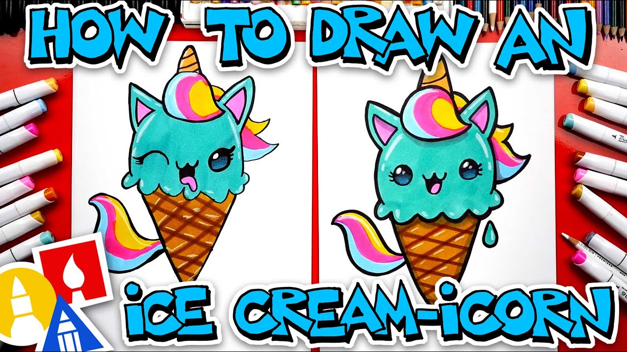 How To Draw A Unicorn Ice Cream Cone Ice Cream Icorn Youtube