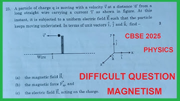 A particle of charge q is moving with a velocity v at a distance’d’ from a long straight wire