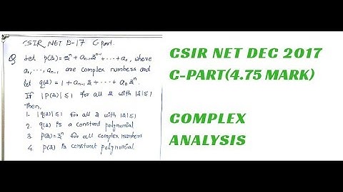 CSIR NET Mathematics| Dec 2017||Important Question|Complex Analysis