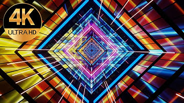 10 hour 4k Meditation Square Tunnel fast moving Metallic Rainbow Color abstract Video Background