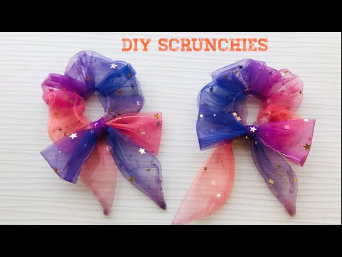 DIY SCRUNCHIES #10 | Cách làm scrunchies cột tóc nơ siêu đơn giản | Scrunchies Galaxy| Thien Hoa DIY