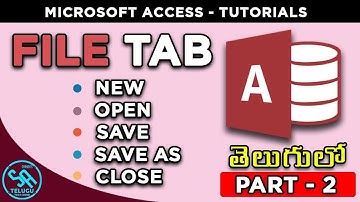 Ms Access Tutorials in Telugu Part 2 || File Tab Options || SA Freshers Adda