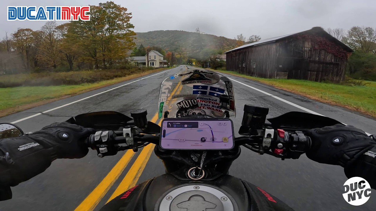 Rainy ASMR Motorcycle Ride | 47 Min Ducati Monster POV — No Talking