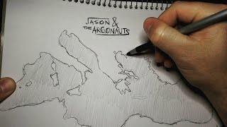 Pt. 1: Drawing the Ancient Mediterranean (Jason and the Argonauts) | ASMR whisper