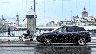 Снежный День В Люцерне, Швейцария 🇨🇭 Зима 4K ❄️