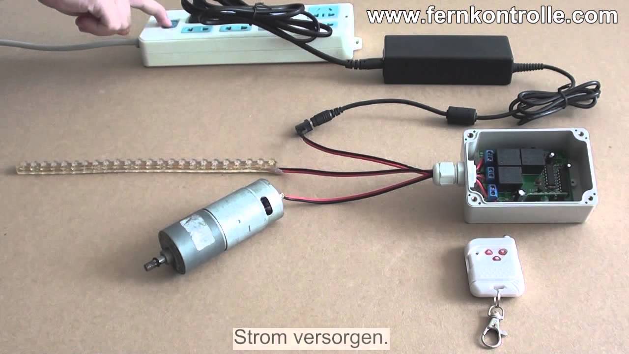 Dc 12v Fernkontroller Fur Vorlauf Rucklauf Des Motors Und Einschalten Ausschalten Der Lampe Youtube