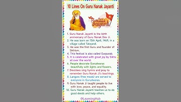 10 Lines on Guru Nanak Jayanti in English | Essay on Guru Nanak Dev Ji | Guru Nanak Birthday #essay