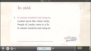 Class Assembly Songs from Out of the Ark – In 1666, The Great Fire of London -  Words on Screen