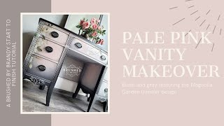 Pale Pink Vanity Makeover, featuring magnolia garden transfer design