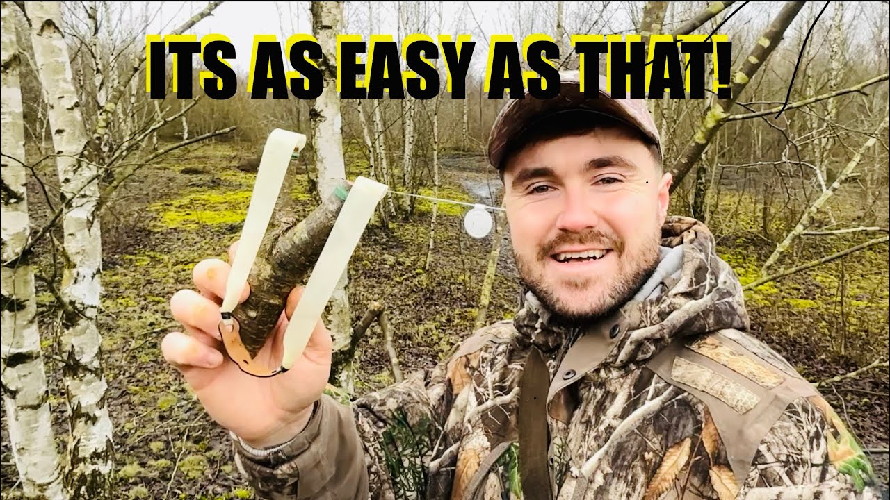 How to make a catapult slingshot in 2 EASY STEPS! + A few shots with it!