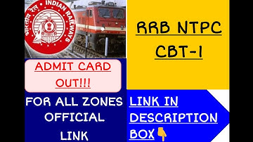 RRB NTPC CBT-1 🔥🔥ADMIT CARD OUT!!!🔥🔥