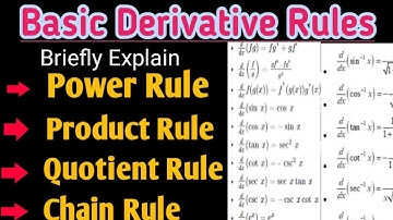Differentiation Rules|Power Rule| Product Rule| Quotient Rule|Chain Rule | Derivative Basic Rules