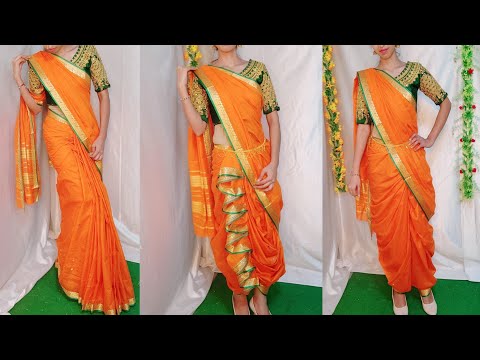 9 METER COTTON SAREE DRAPING IN MARATHI STYLE|NAUWARI KASTHA STYLE|NAUWARI ZIG ZAG STYLE|HINDI