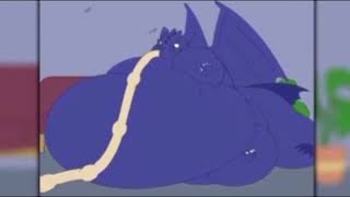Blue dragon inflates his hungry belly||Water inflation