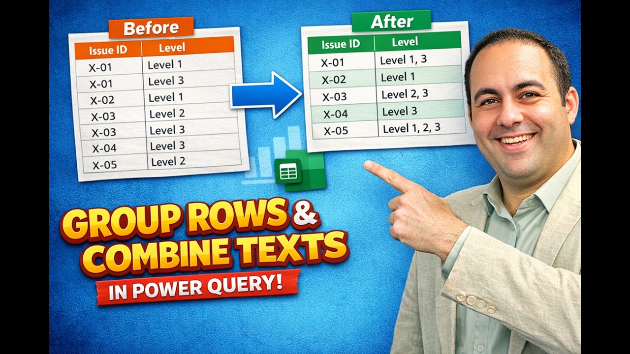 Group Rows and Combine Text Values in Power Query - YouTube