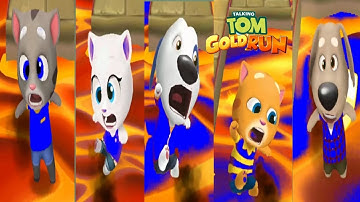 TALKING TOM GOLD RUN -- ALL BLUE CHARACTER FUNNY FAIL IN LAVA WORLD