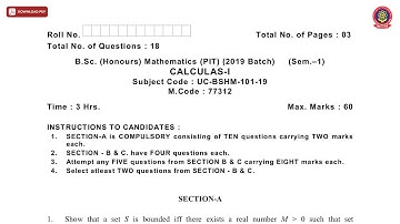 BSC 1ST SEM HONS CALCULAS 1ST DEC 2020 | PTU