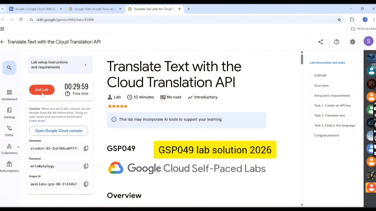 Translate Text with the Cloud Translation API GSP049 lab new solution 2026 | Free swags & goodies