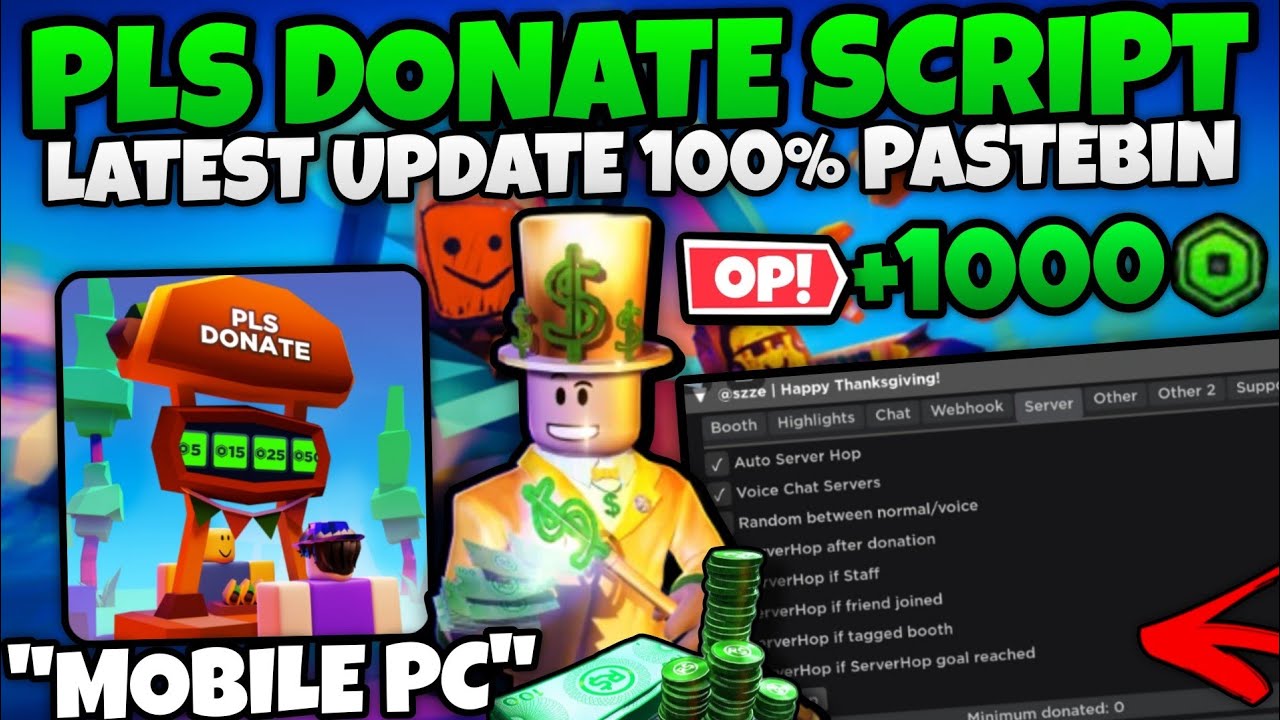 PLS DONATE Script: Auto Thanks, Auto Server Hop – Caked By Petite