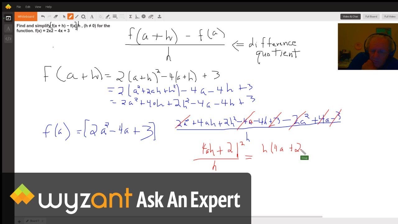 Find And Simplify F A H F A H H 0 For The Function F X 2x2 4x 3 Wyzant Ask An Expert