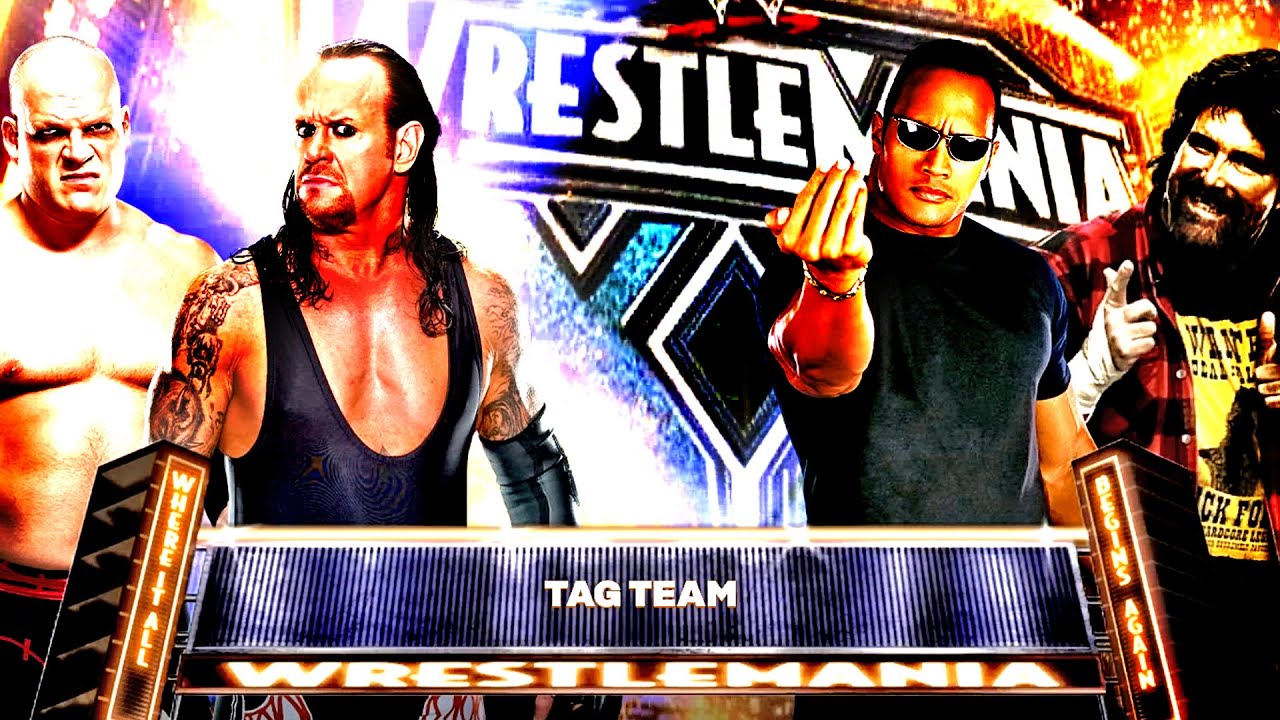 WWE 2K Undertaker & Kane vs Rock & Mick Foley