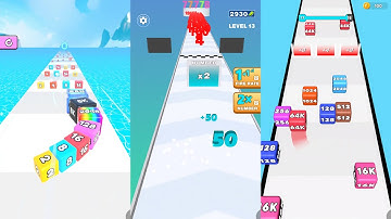 Jelly Tube Run vs Number Dash vs 2048 Cube Run Challenge 3 in one Gameplay Run & Merge