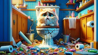Cats Addicted Phones to Toilet Part 1-5 😭🐱 : #cat #cutecat #aicat
