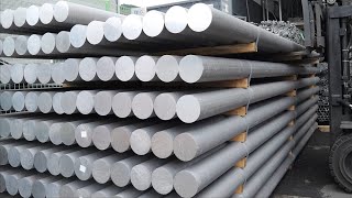 Great process of massproducing aluminum pipes. Largescale aluminum extrusion plant in Korea