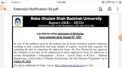 BGSBU Admission 2021 l Last Date Extended