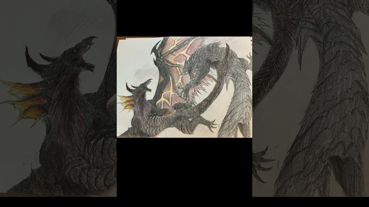 原初を刻むメル・ゼナ(血氣蝕烈状態)描いてみた #モンハン #イラスト
