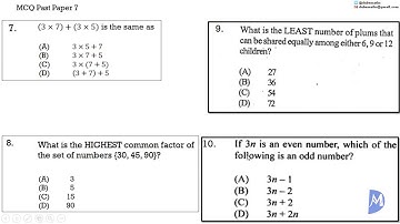 7,8,9&10 | Number Theory | Multiple Choice 7 | CXC CSEC Mathematics