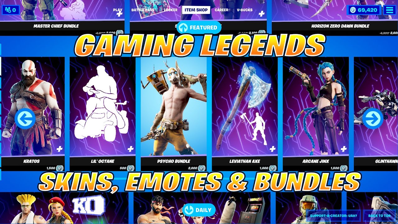 All Gaming Legends Skins, Emotes & Cosmetics Item Shop & Locker