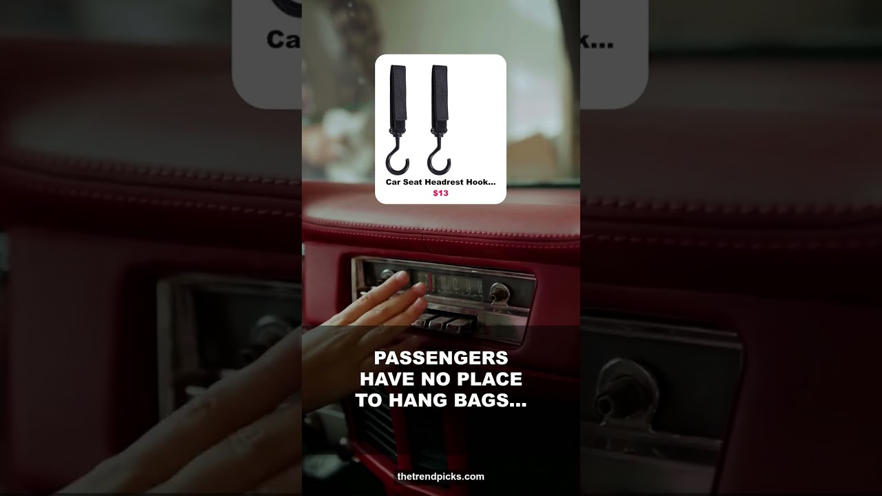 Car Seat Headrest Hook with Multi-Purpose Hanger — Installs in seconds on any headrest; holds up to 